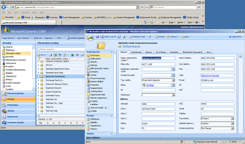 Microsoft Dynamics CRM - ukázka